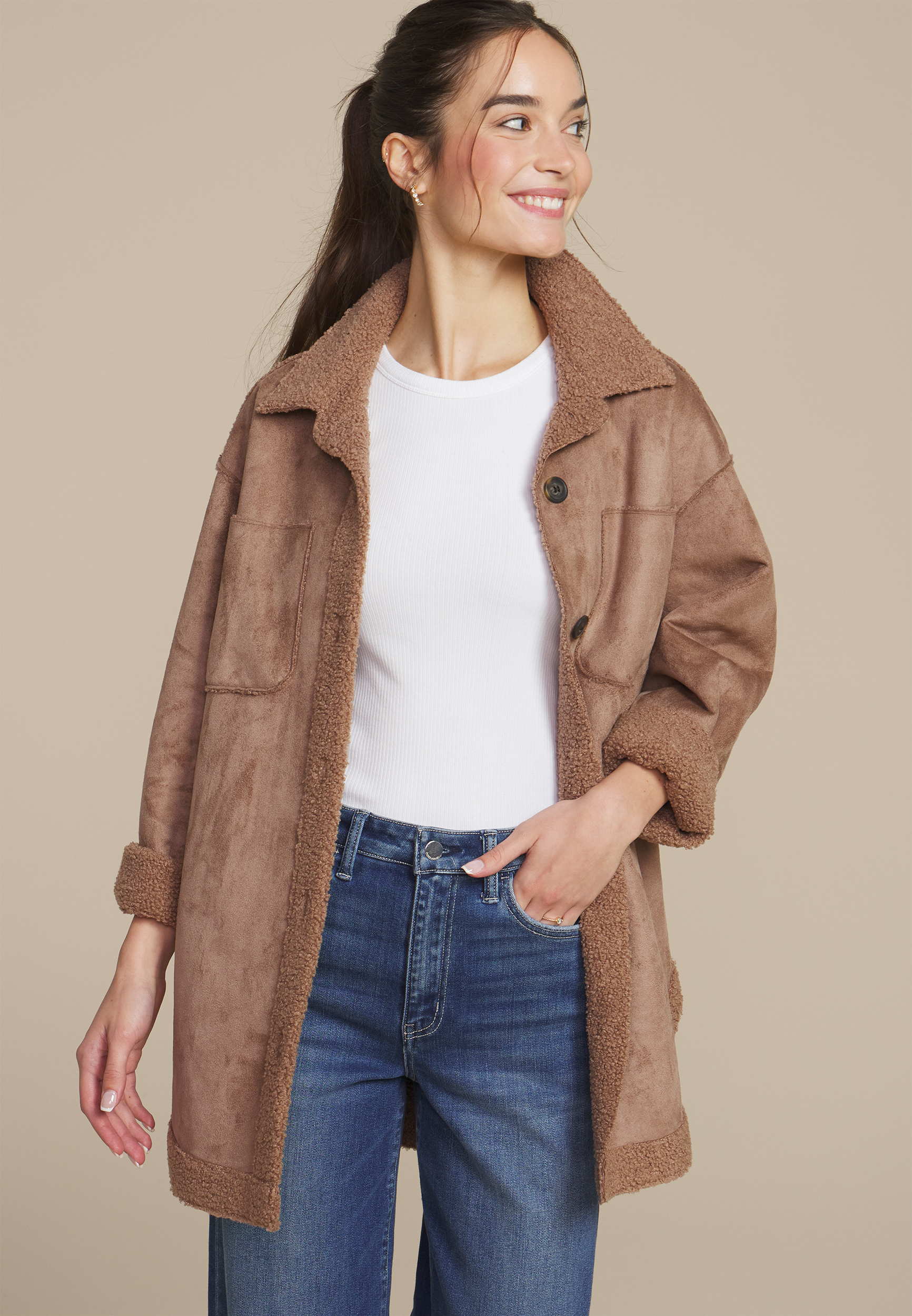 Cognac Shearling Jacket, COGNAC, large