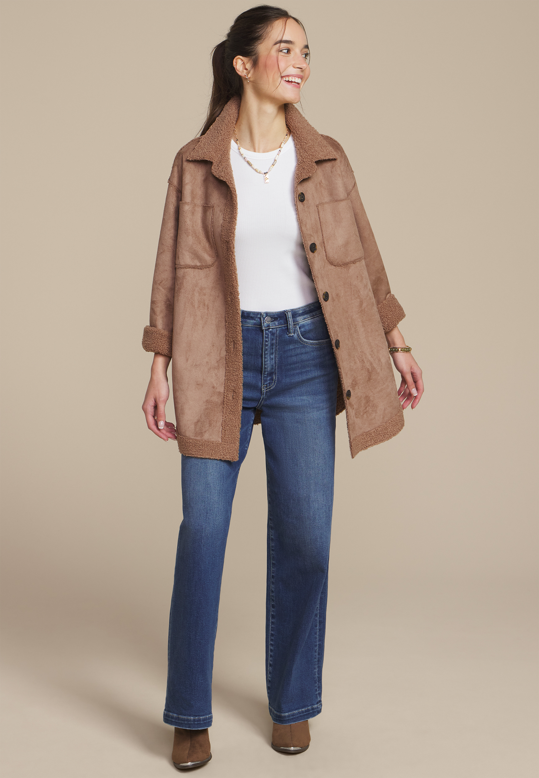 Cognac Shearling Jacket, COGNAC, large