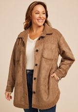 Plus Size Cognac Shearling Jacket, C1144, small
