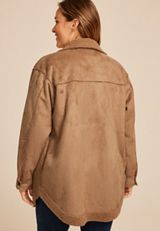 Plus Size Cognac Shearling Jacket, C1144, small