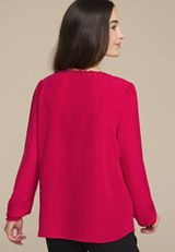 V Neck Lace Button Front Blouse, C4486, small