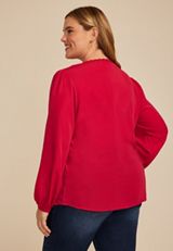 Plus Size V Neck Lace Button Front Blouse, C4486, small