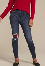m jeans by maurices&trade; Dark Cool Comfort Buffalo Plaid Backed Jegging, , small