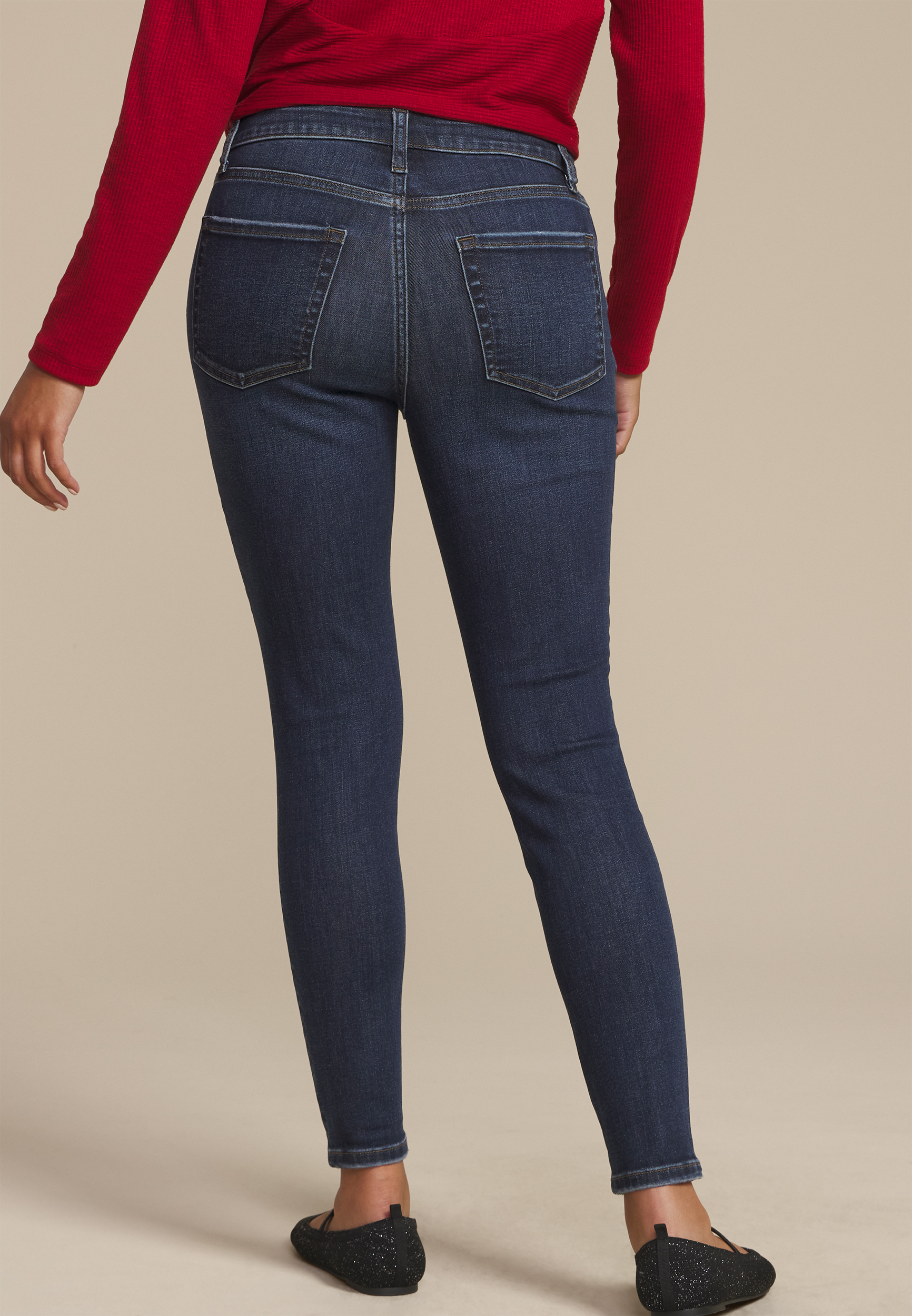 m jeans by maurices&trade; Dark Cool Comfort Buffalo Plaid Backed Jegging, , large