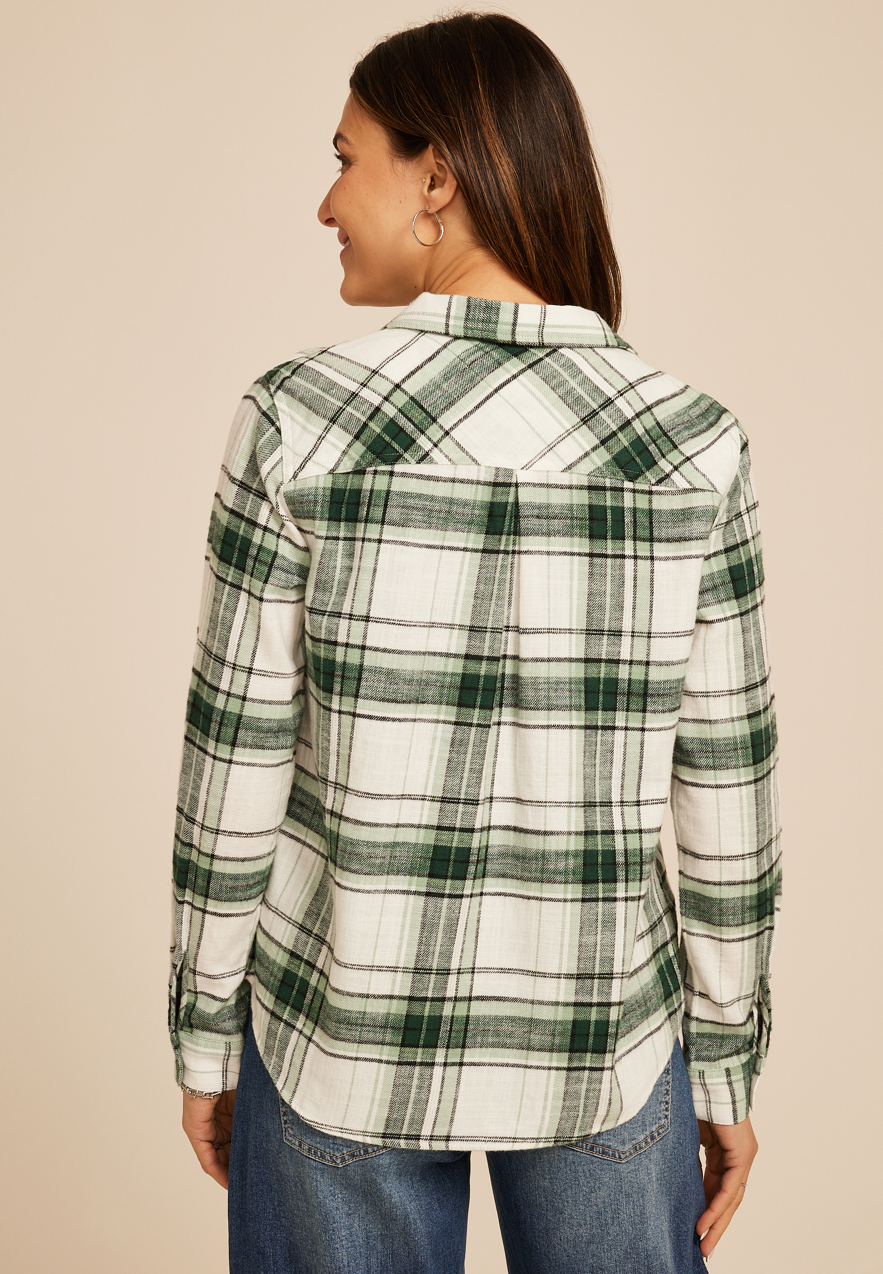 Cabin Plaid Classic Button Up Shirt, C4243, large