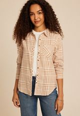 Cabin Plaid Classic Button Down Shirt, SAND GOLD COMBO, small