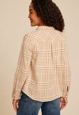 Cabin Plaid Classic Button Down Shirt, SAND GOLD COMBO, small