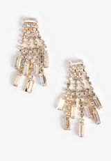 Gold Rhinestone Chandelier Drop Earrings, GOLD, small