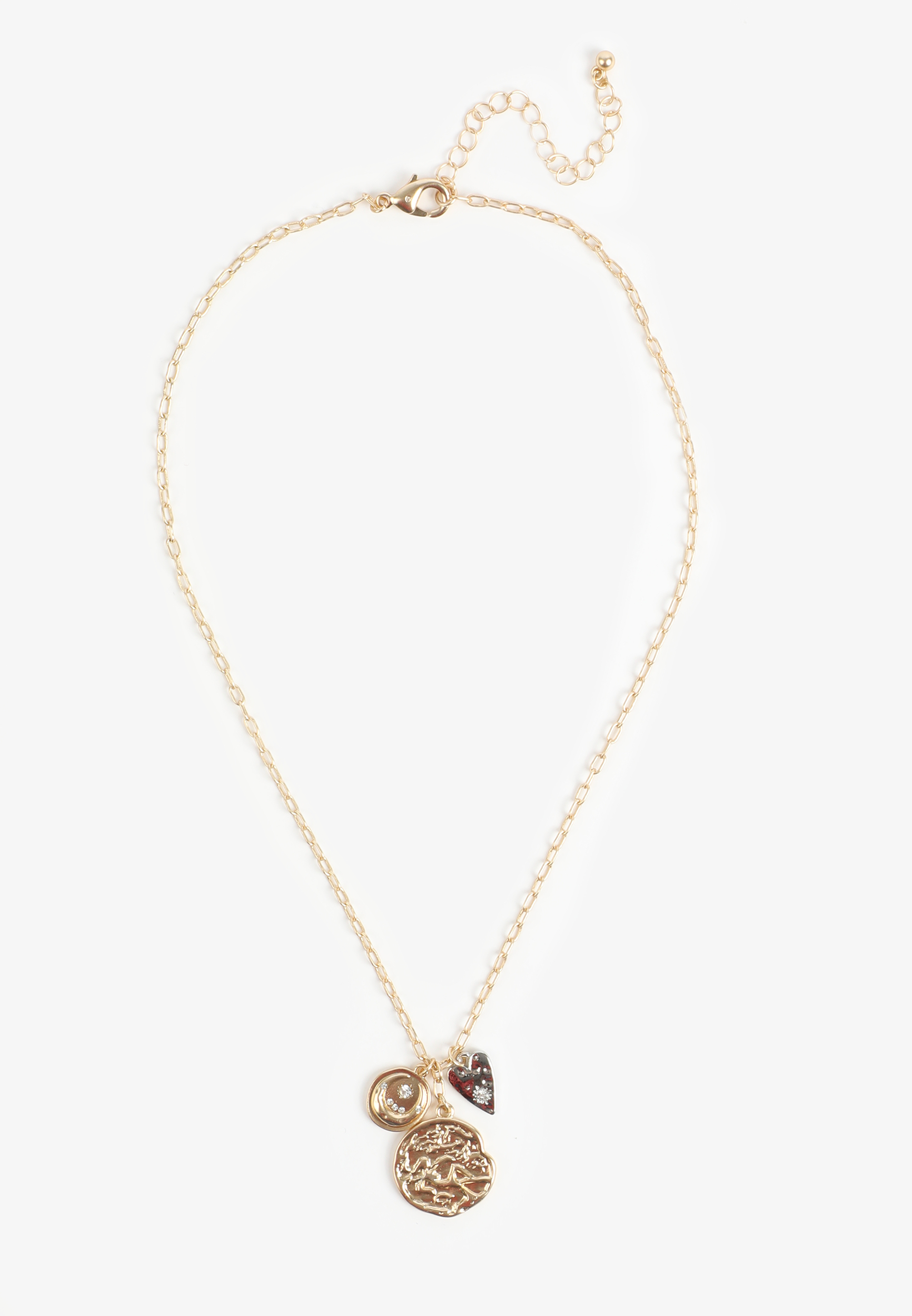 Gold Coin Cluster Necklace, GOLD, large