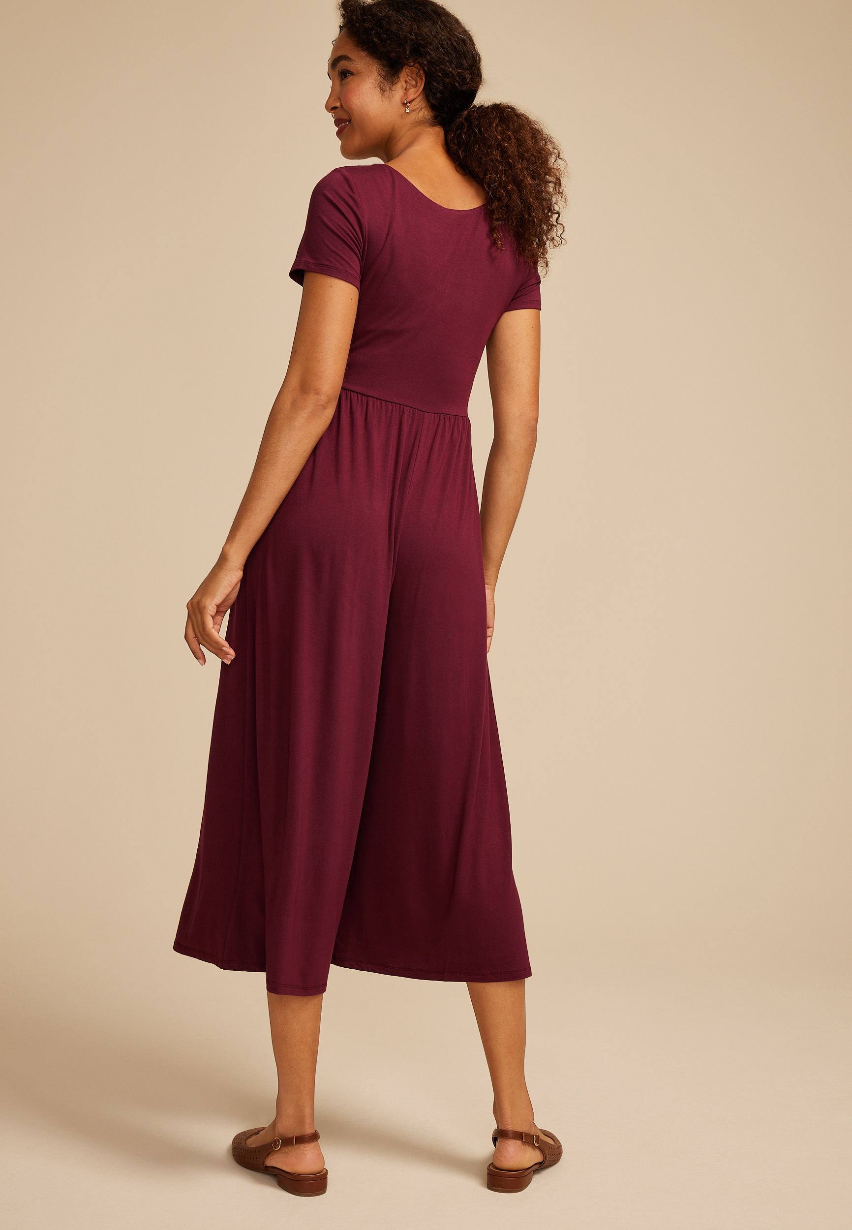 24/7 Scoop Neck Wide Leg Jumpsuit, TAWNY PORT, large