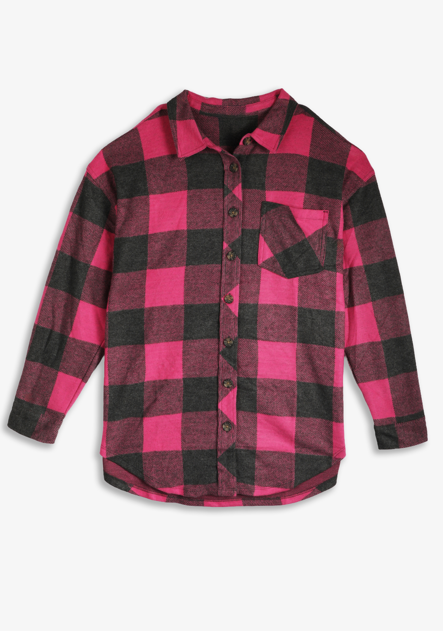 Plus Size Buffalo Plaid Boyfriend Tunic Button Down Shirt