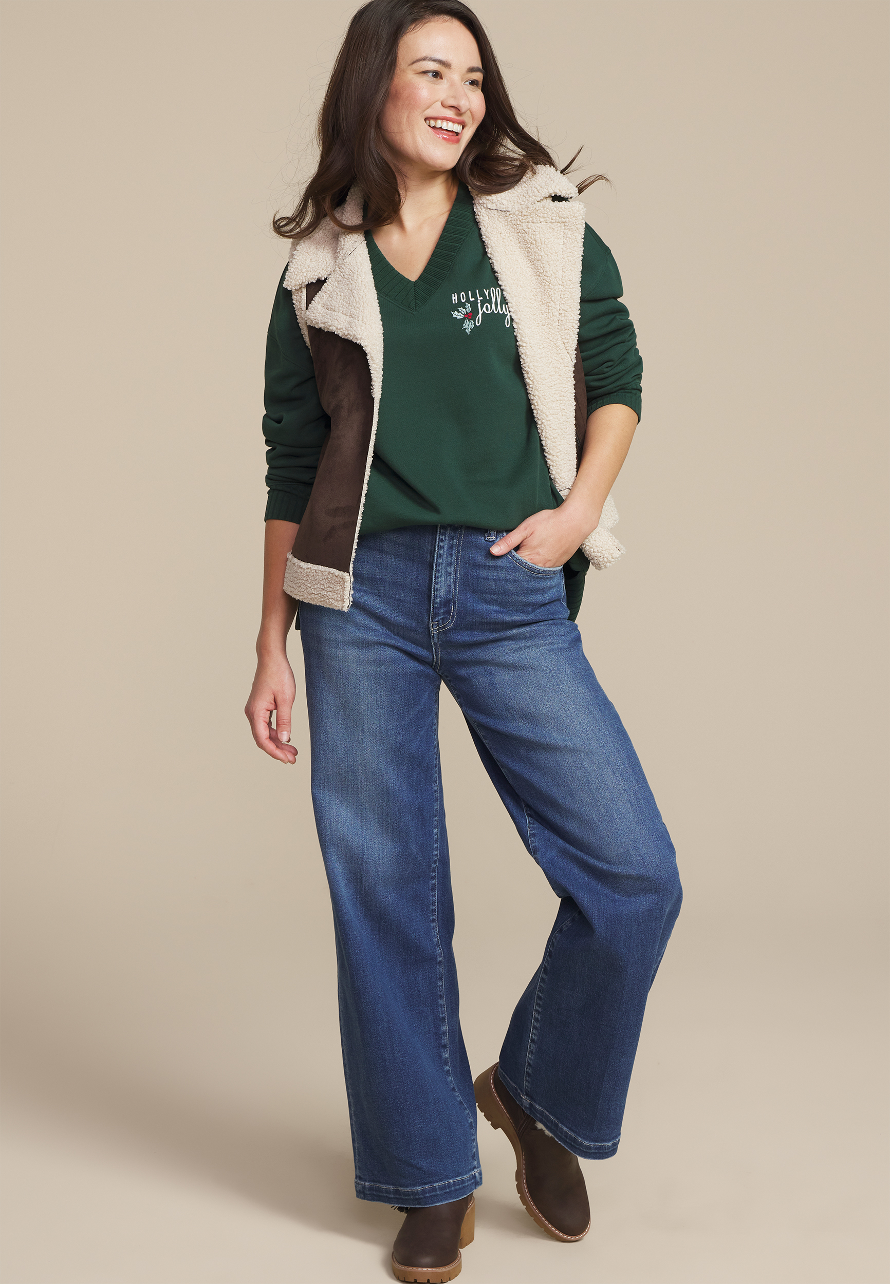 Willowsoft Holly Jolly Relaxed Fit Sweatshirt, , large