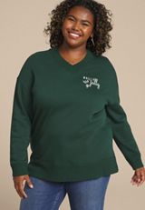 Plus Size Willowsoft Holly Jolly Relaxed Fit Sweatshirt, , small