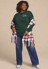 Plus Size Willowsoft Holly Jolly Relaxed Fit Sweatshirt, , small