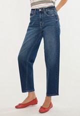 KanCan&trade; Super High Rise Slim Barrel Jean, DARK SANDBLAST, small