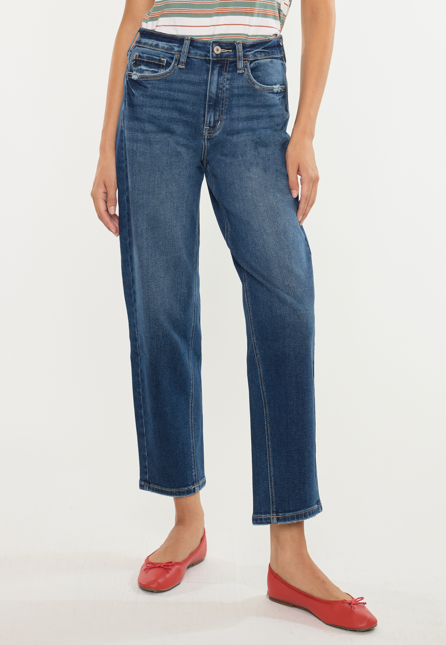 KanCan&trade; Super High Rise Slim Barrel Jean, DARK SANDBLAST, large