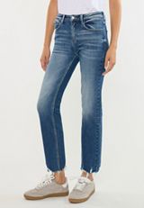 KanCan&trade; High Rise Raw Hem Straight Jean, DARK SANDBLAST, small