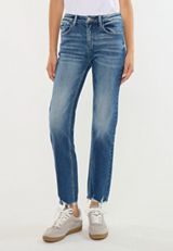 KanCan&trade; High Rise Raw Hem Straight Jean, DARK SANDBLAST, small