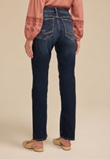 Silver Jeans Co.&reg; Dark Suki Curvy Mid Rise Straight Leg Jean, DARK SANDBLAST, small