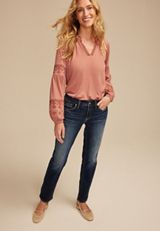 Silver Jeans Co.&reg; Dark Suki Curvy Mid Rise Straight Leg Jean, DARK SANDBLAST, small