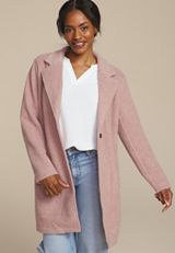 Curly Sherpa Single Button Dress Coat, , small