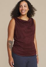 Plus Size Lace Shirred Cowl Neck Tank Top, C830, small