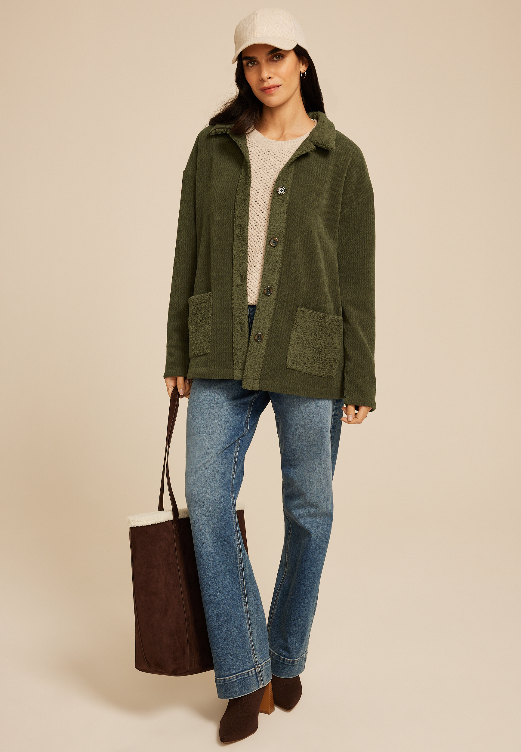 Cozy Textured Shacket, C9161, large