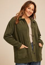 Plus Size Cozy Textured Shacket, C9161, small