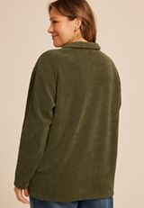 Plus Size Cozy Textured Shacket, C9161, small