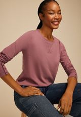 Solid Long Sleeve Snap Button Cuff Top, C6578, small
