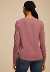Solid Long Sleeve Snap Button Cuff Top, C6578, small