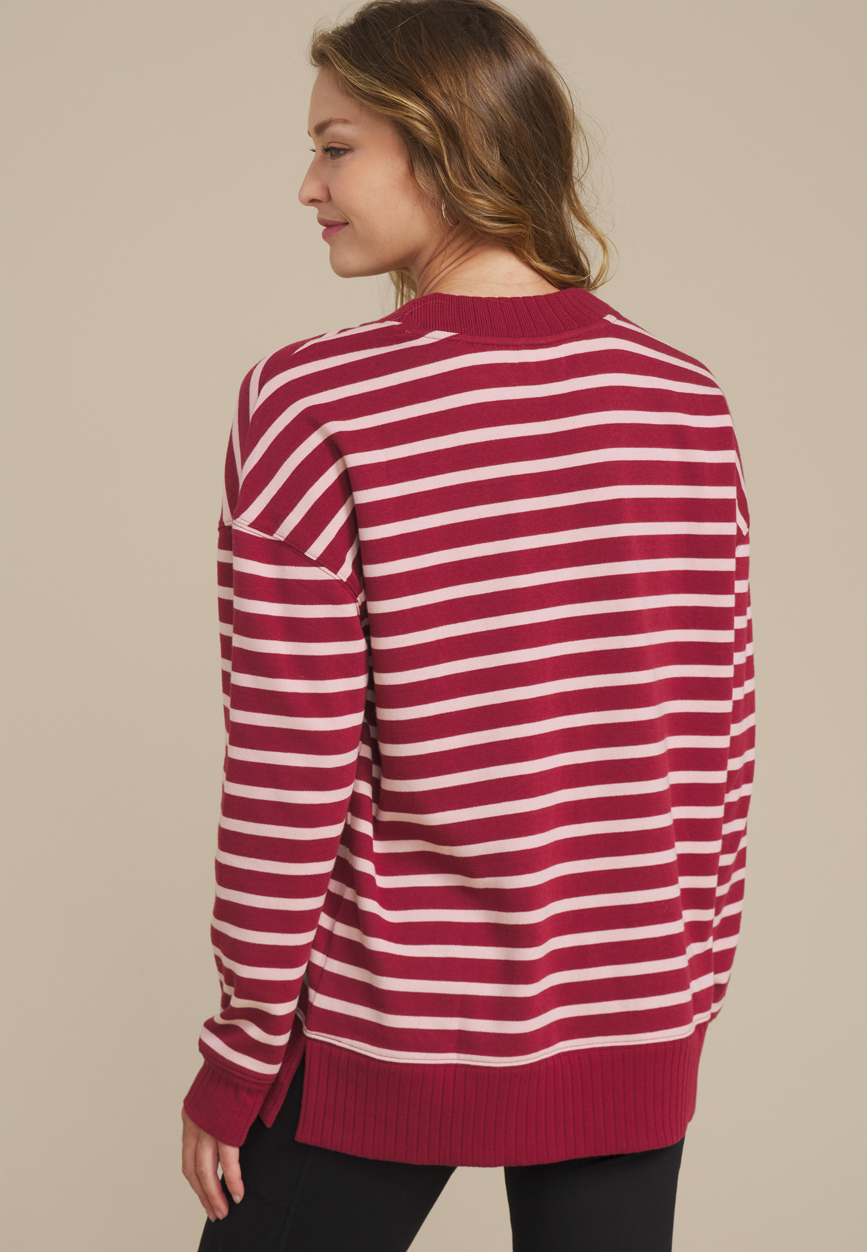 Willowsoft Striped Relaxed Fit Sweatshirt, C5485, large