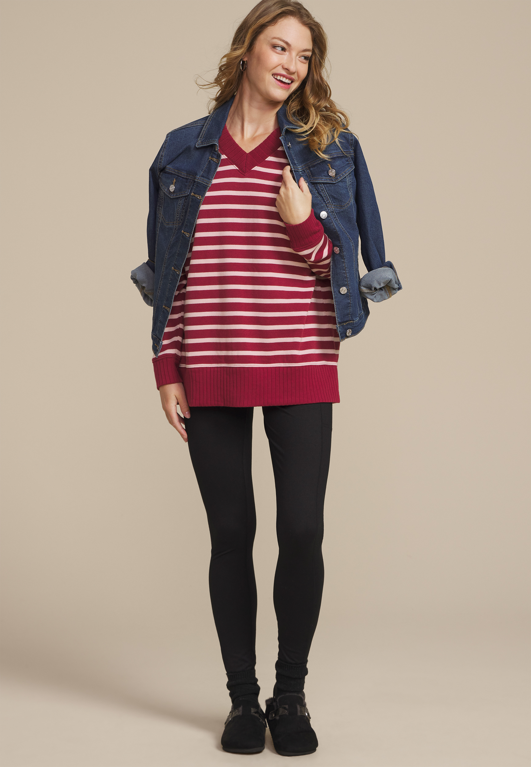Willowsoft Striped Relaxed Fit Sweatshirt, C5485, large
