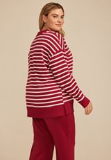 Plus Size Willowsoft Striped Relaxed Fit Sweatshirt, C5485, small