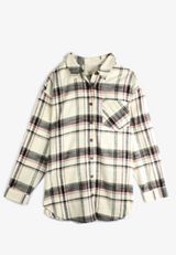 Plus Size Cabin Plaid Boyfriend Tunic Button Down Shirt, C4563, small