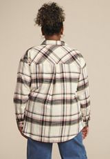 Plus Size Cabin Plaid Boyfriend Tunic Button Down Shirt, C4563, small
