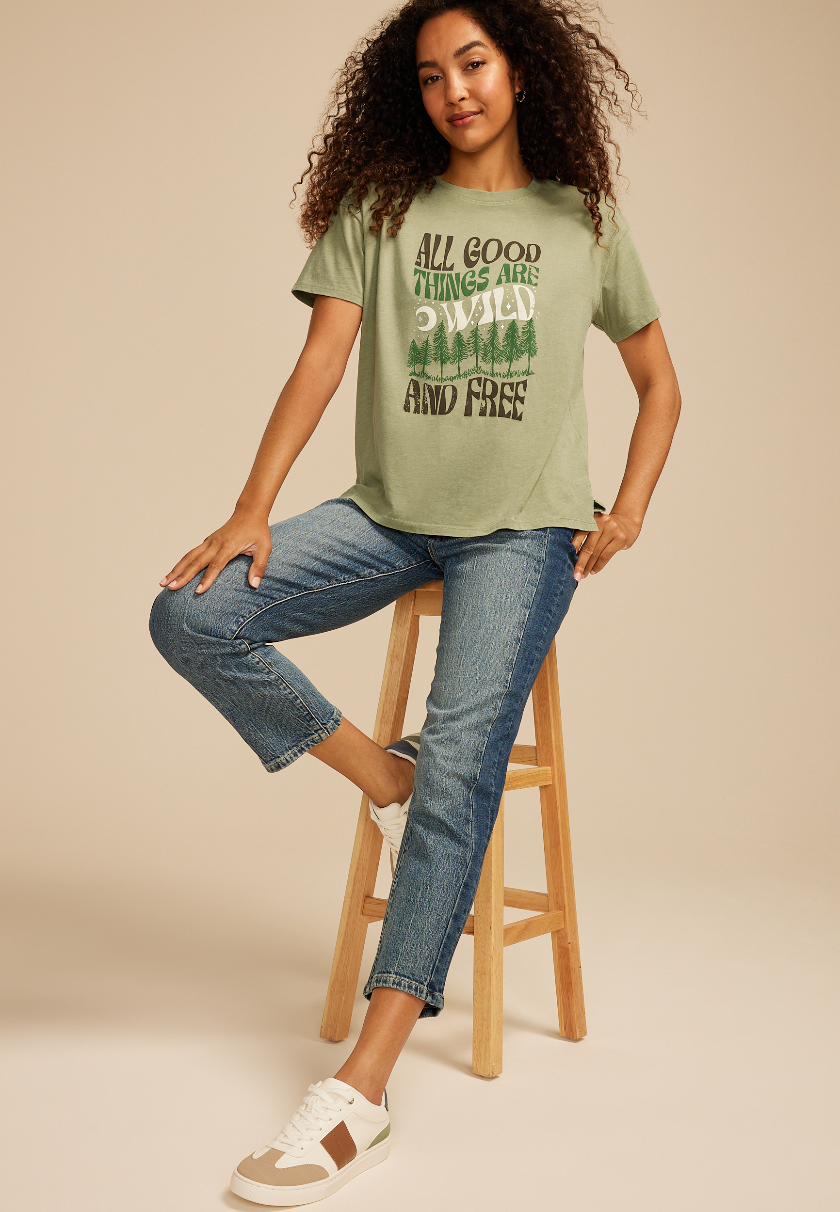 All Good Things Are Wild And Free Relaxed Graphic Tee, C425, large