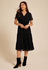Surplice Tiered Midi Dress, C106, small