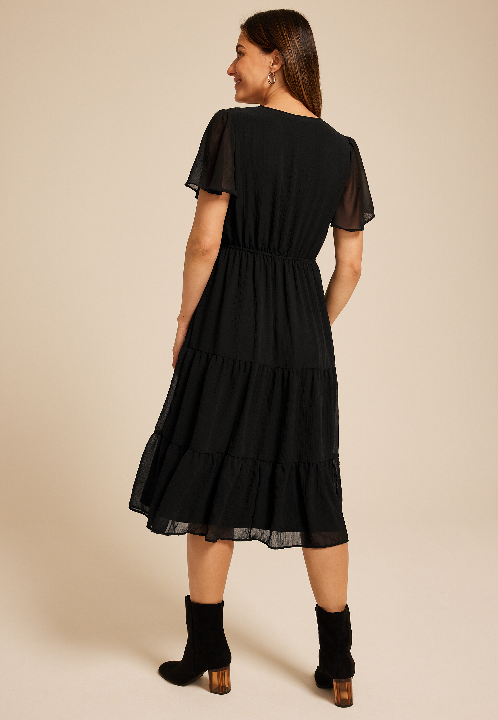 Surplice Tiered Midi Dress, C106, large