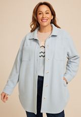 Plus Size Bonded Fleece Jacket, CASHMERE BLUE, small