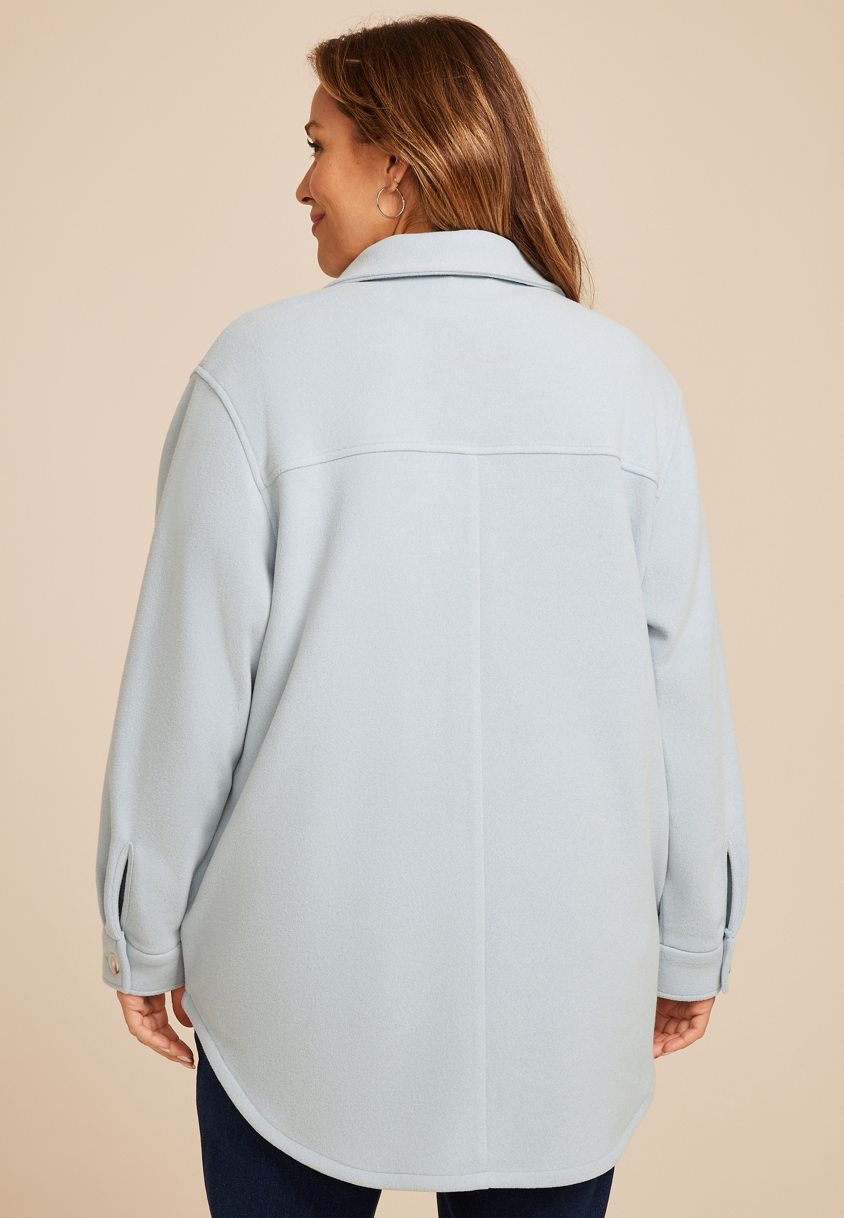 Plus Size Bonded Fleece Jacket, CASHMERE BLUE, large