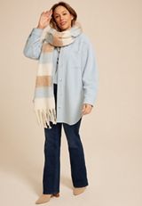 Plus Size Bonded Fleece Jacket, CASHMERE BLUE, small