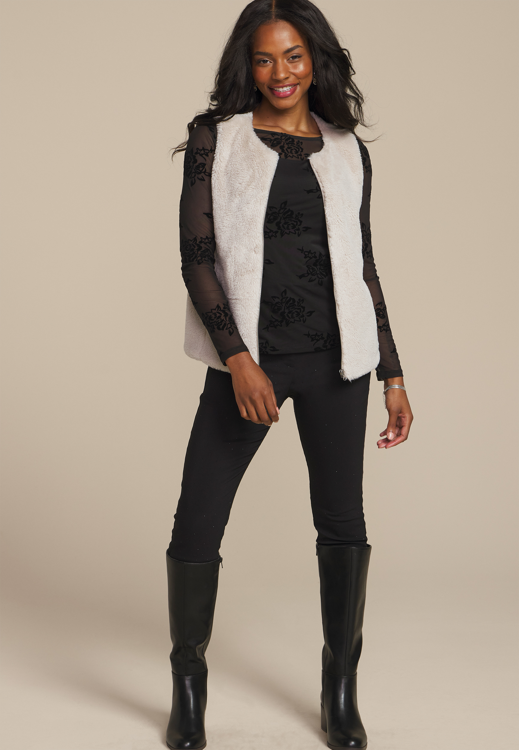 Studio Y Faux Fur Vest, , large