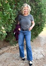 Studio Y Rhinestone Sparkle Tee, GRAY, small