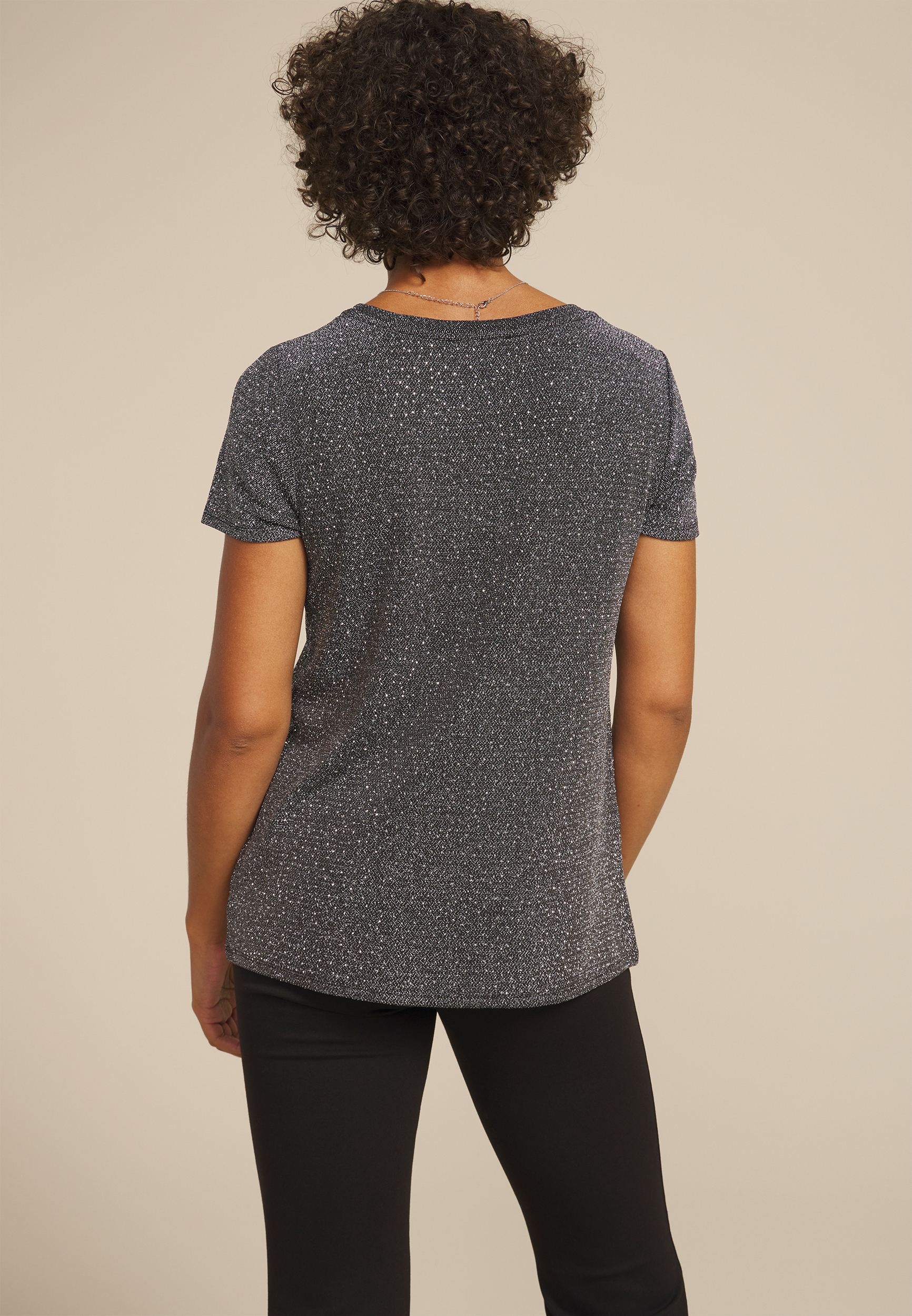 Studio Y Rhinestone Sparkle Tee, GRAY, large