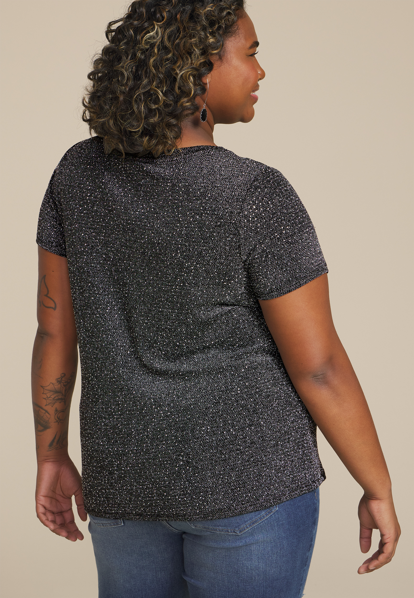 Plus Size Studio Y Rhinestone Sparkle Tee, C829, large