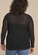 Plus Size Studio Y Sheer Studded Mesh Blouse, C106, small