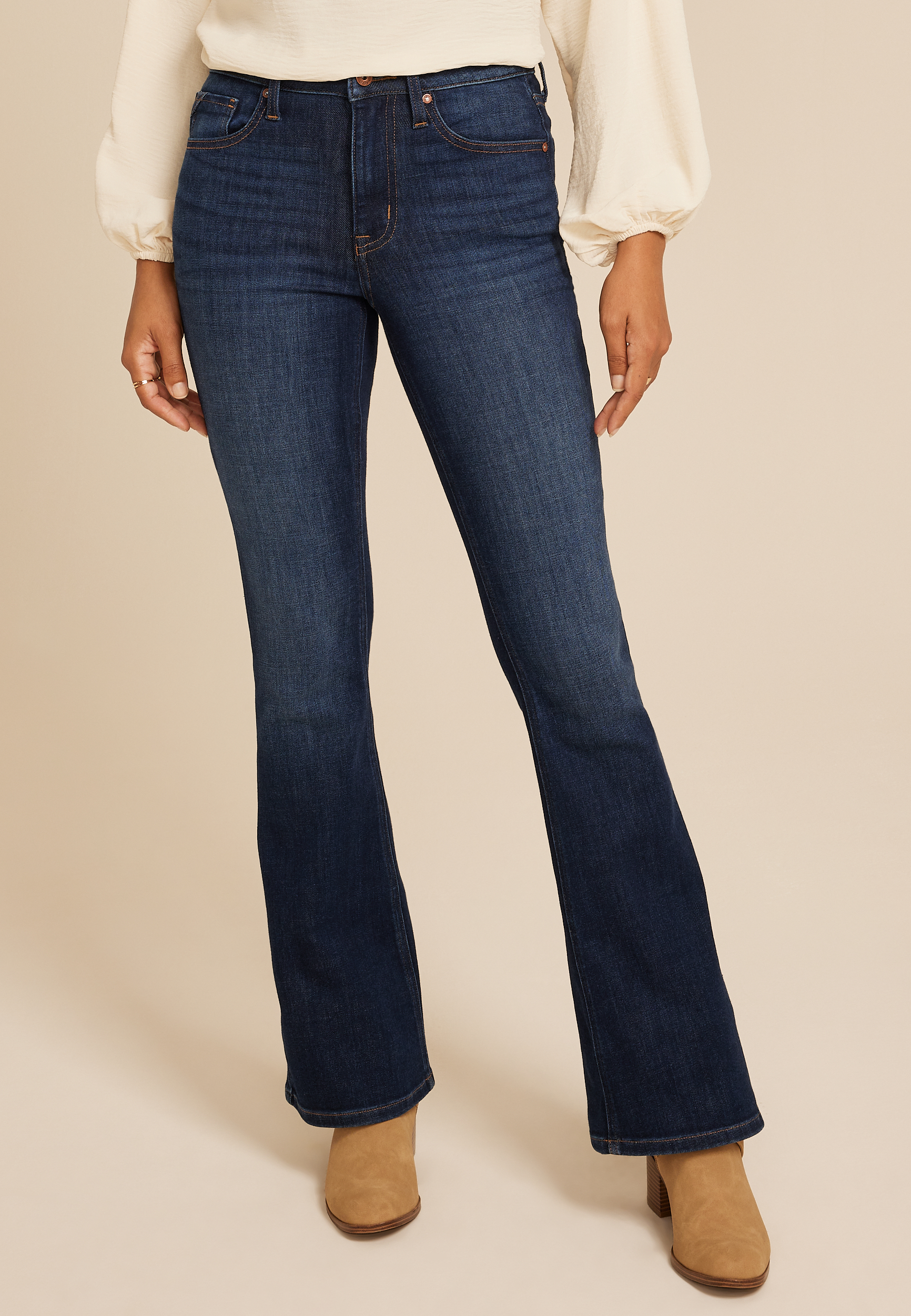 edgely&trade; Dark High Rise Flare Jean, C258, large