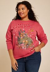 Plus Size Merry Grinchmas Relaxed Fit Sweatshirt, , small