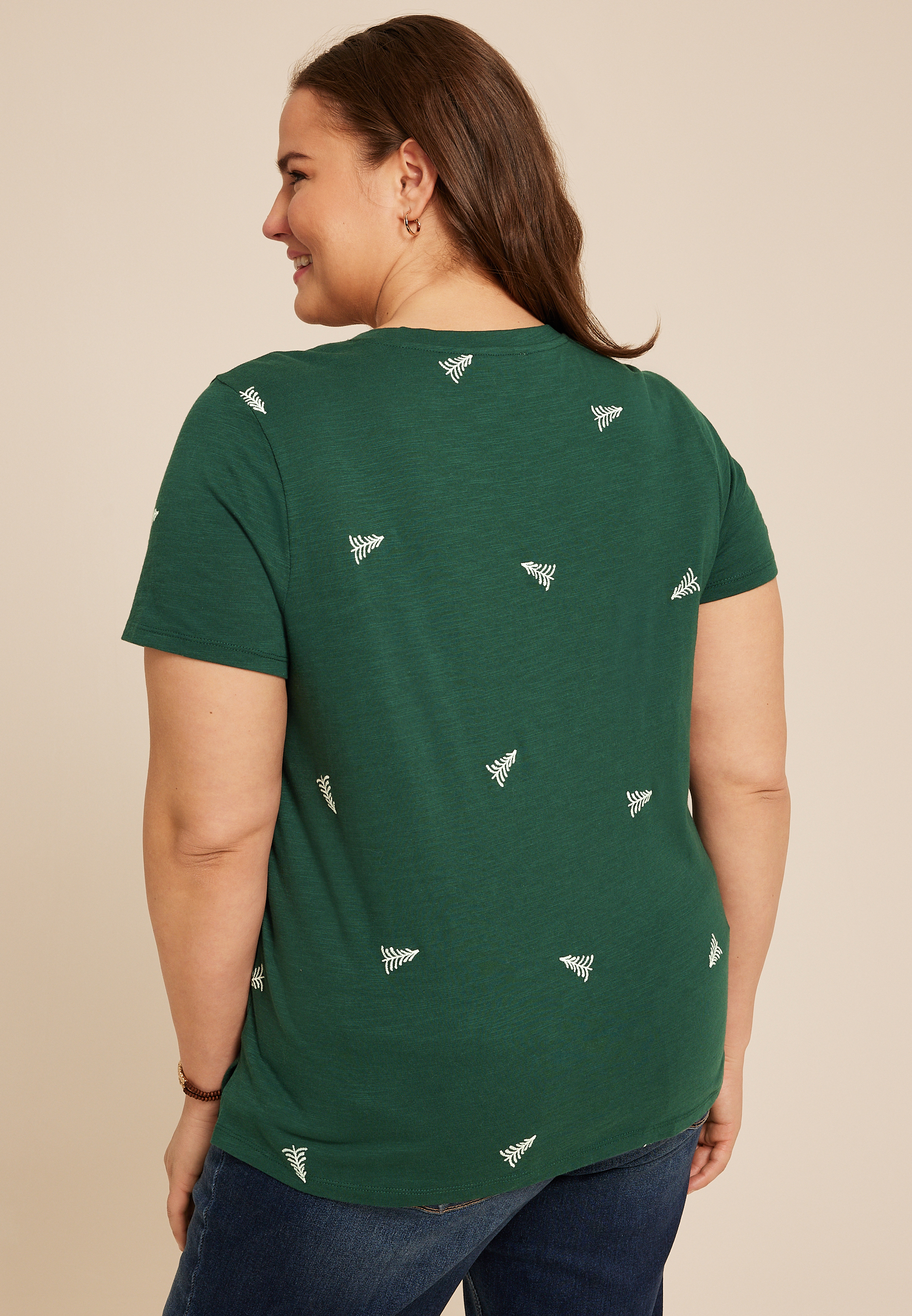 Plus Size 24/7 Dawson Holiday Tree Crew Neck Tee, , large